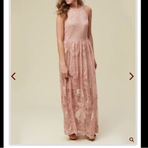 Altar'd State Pink Ruffled Tiered Maxi Dress Halter